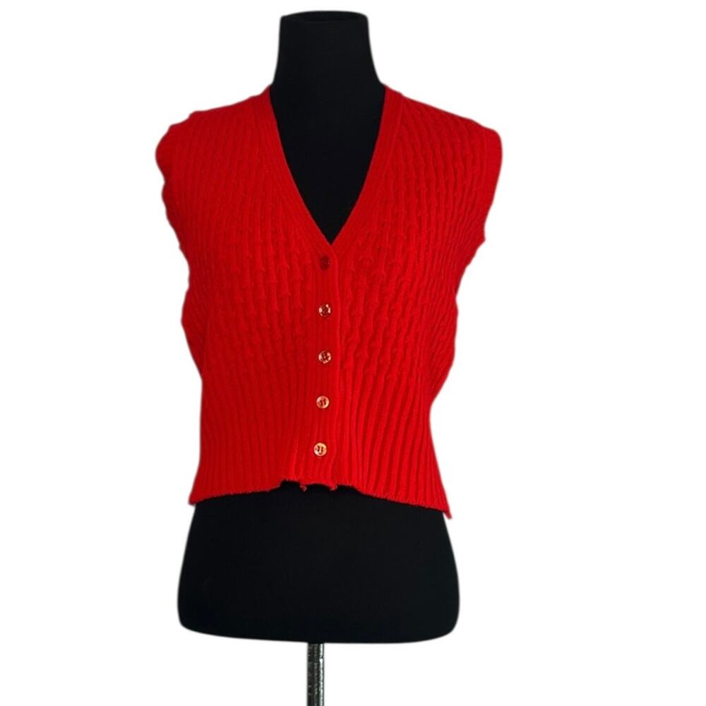 Vintage red buttoned sweater vest size Small